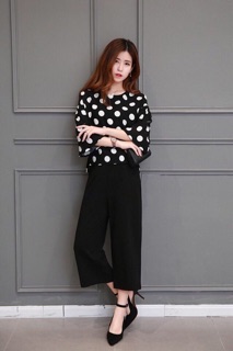 Set áo chấm bi quần ống loe (M, L, XL)