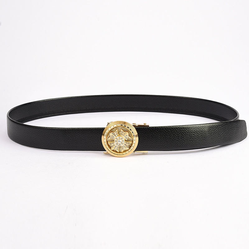 Thắt lưng nam mặt tròn khóa xoay 3 màu năng động dây nịt khóa tự động thông minh