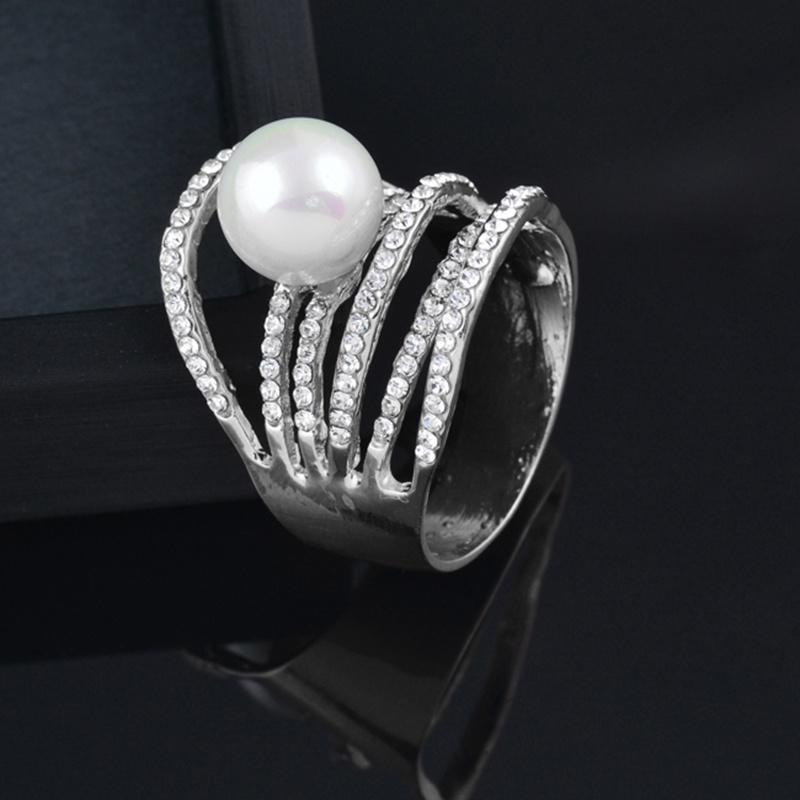 Nhẫn SINLEERY JZ544 đính đá zircon và ngọc trai giả thời trang sang trọng cho nữ