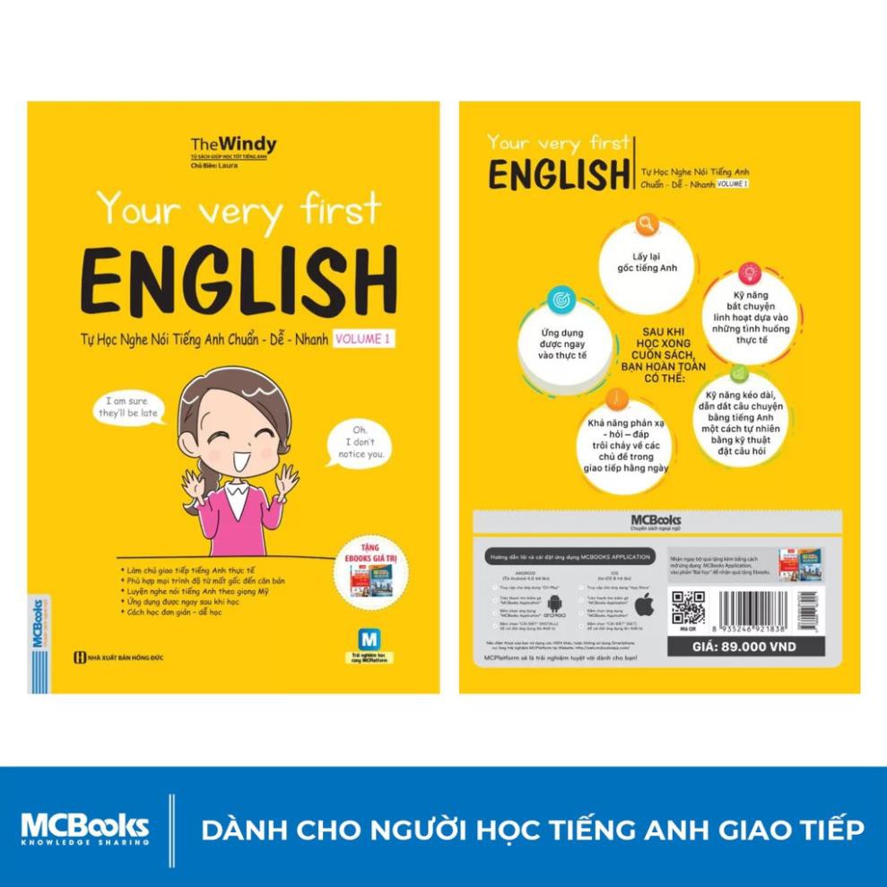 Sách - Your Very First English - Tự Học Nghe Nói Tiếng Anh Chuẩn Dễ Nhanh Volume 1 - Học Cùng App [MCBOOKS]