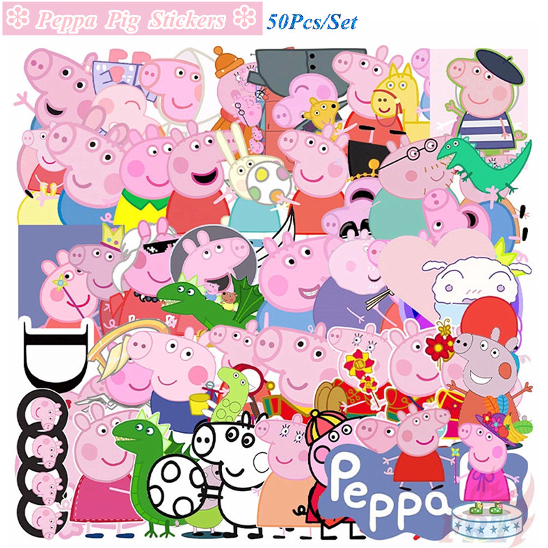 Set 50 nhãn dán Peppa Pig Series 04 DIY thời trang chống nước