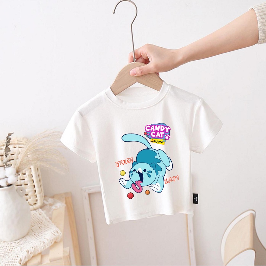 Áo thun trẻ em in hình game poppy playtime 2 mèo candy cat thỏ bunzo cho bé trai bé gái