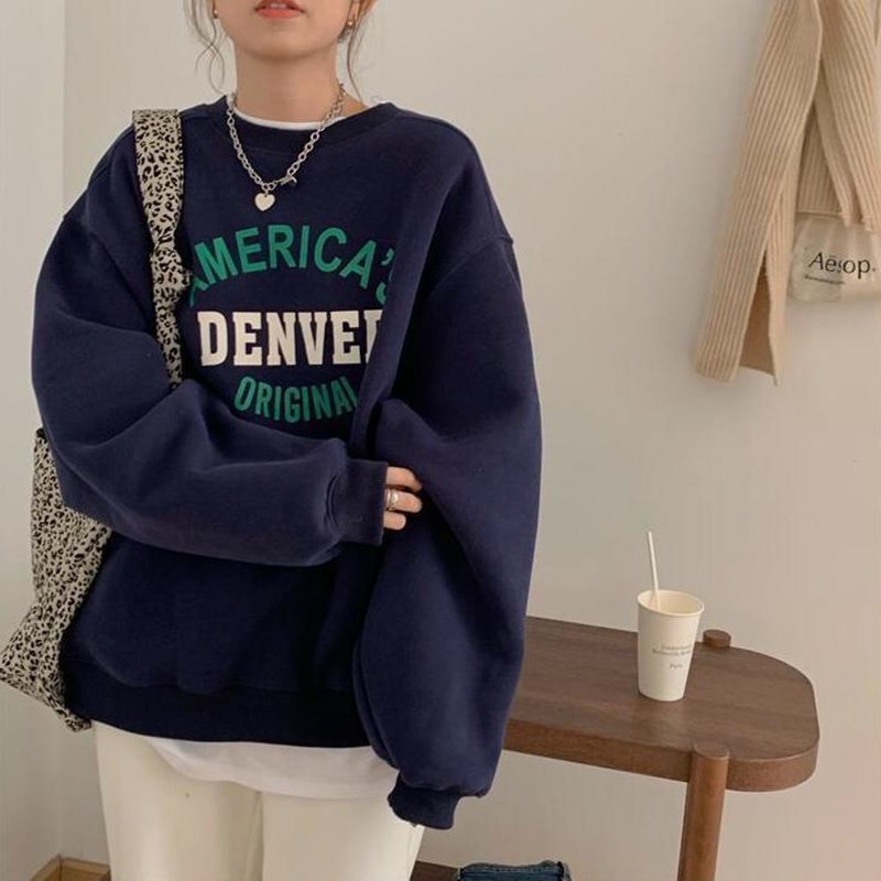 NRVP Áo Hoodie Dáng Rộng Thời Trang Hàn Quốc Đơn Giản Cá Tính Cho Nữ