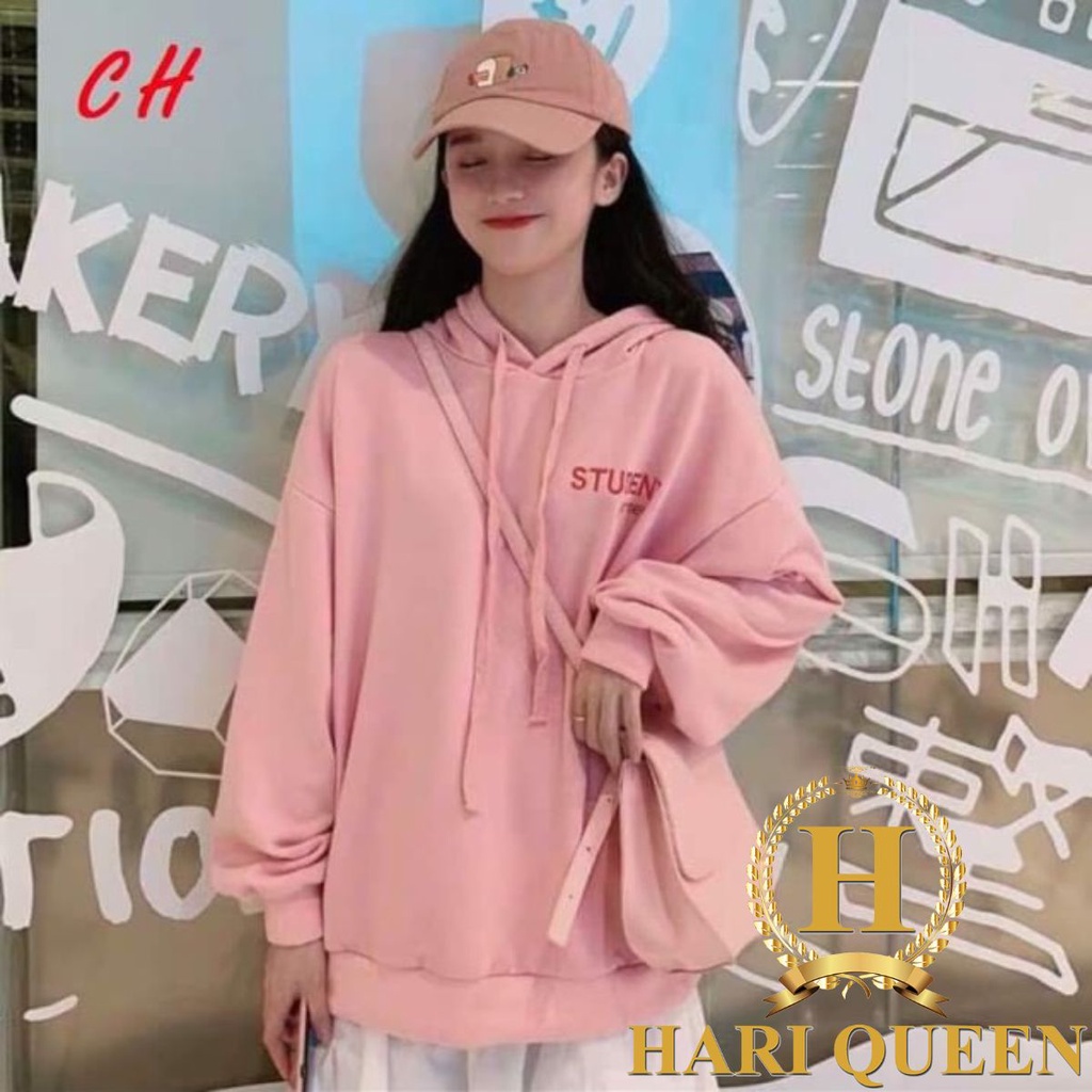 Áo hoodie hồng STUDENT chữ ngực COH0919