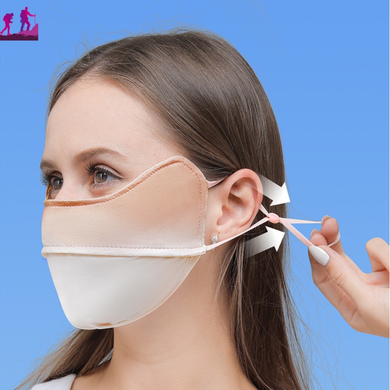 Khẩu Trang Lụa Lạnh Thoáng Khí Chống Tia Cực Tím Có Dây Đeo Cho Nam Nữ