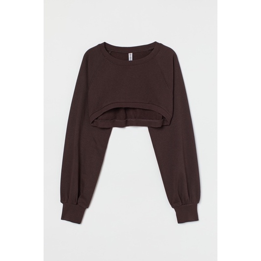 Áo H&M Cropped Sweatshirt Lửng Khoét Ngực