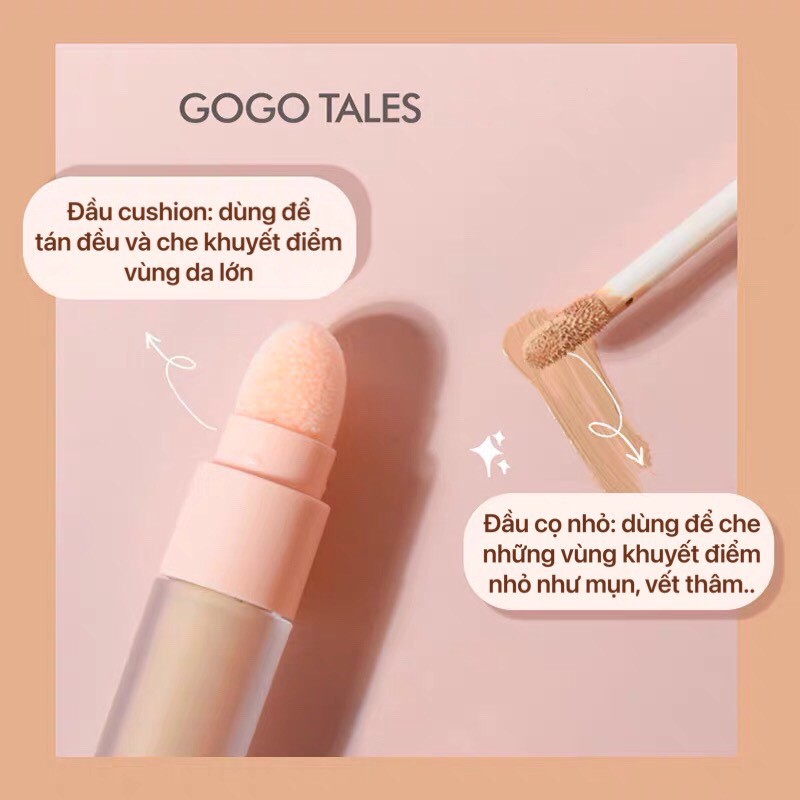 Che khuyết điểm 2 đầu GOGO TALES mịn nhẹ tự nhiên Moisturizing Traceless Concealer dưỡng ẩm Gogotales GT223 GOGO61