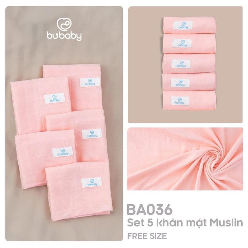 Set 5 khăn mặt khăn sữa sợi tre mềm mịn thấm hút hiệu quả an toàn cho bé BU muslin