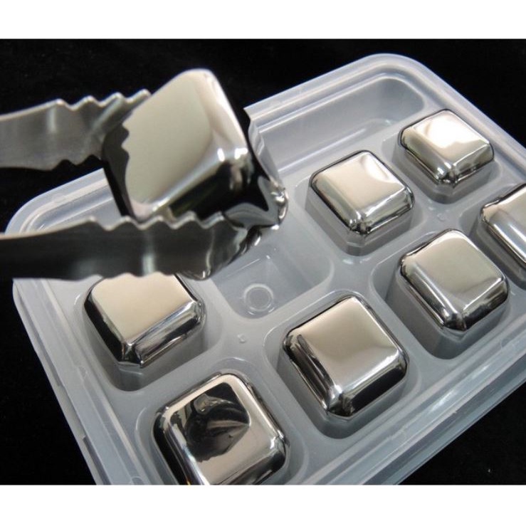 Đá vĩnh cửu hộp 6 viên , 8 viên.  Đá lạnh vĩnh cửu Inox 304 cao cấp (hộp 8 viên tặng kẹp gắp)