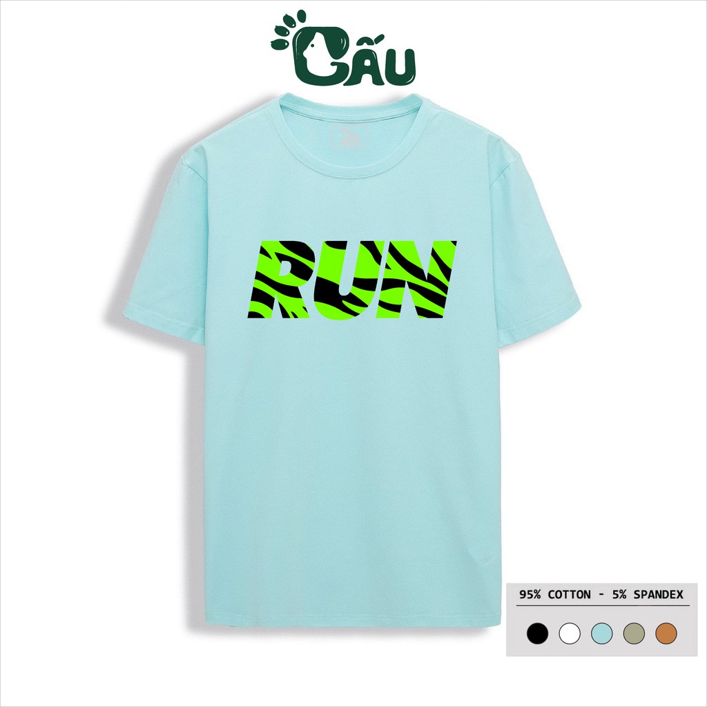 Áo thun nam GẤU 194 cổ tròn tay ngắn vải coton co dãn, dày dặn, form regular fit - Run