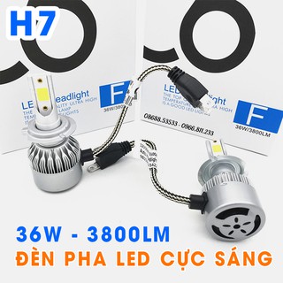 01 bóng đèn led pha ô tô chân h7 c6 siêu sáng 12v 36w - h7-c6