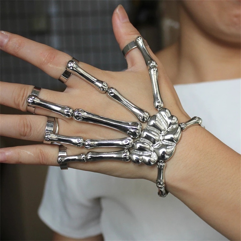 Vòng Đeo Tay Hình Xương Bàn Tay Có Thể Điều Chỉnh Kích Thước Phong Cách Punk One