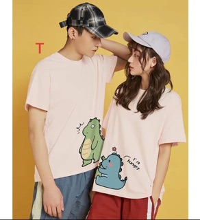 Áo đôi khủng long xanh tay ngắn (1 đôi gồm 2 áo)-TR
