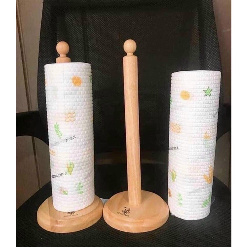 Giá cắm cuộn giấy vệ sinh, khăn giấy lau bếp bằng gỗ sang trọng - Đế cắm cuộn giấy bằng gỗ cao su cao cấp decor bàn ăn