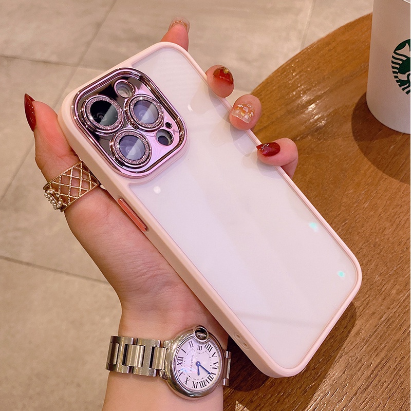 Ốp Điện Thoại Cứng Trong Suốt Lấp Lánh Chống Sốc Bảo Vệ Ống Kính Máy Ảnh Cho iPhone 11 12 13 Pro Max ip13