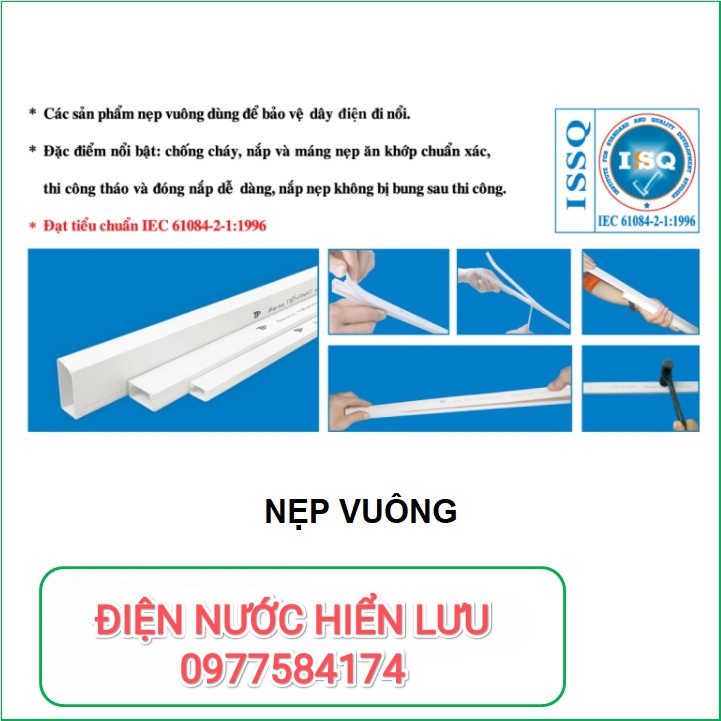 Nẹp Điện Nhựa Vuông TIẾN PHÁT 1P5 ,2P, 2P5, 3P, 4P