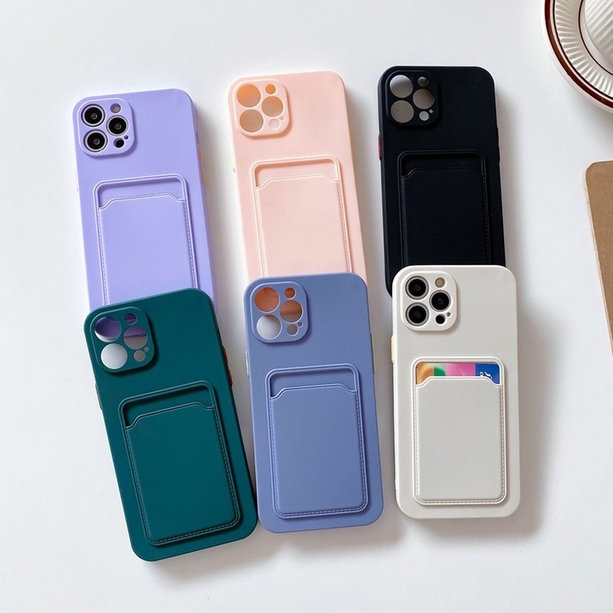 Ốp điện thoại TPU mềm có ngăn thẻ cho Xiaomi Mi 11 Lite Poco M3 X3 Nfc Redmi 9t Note 10 4g 9 9s 8 Pro