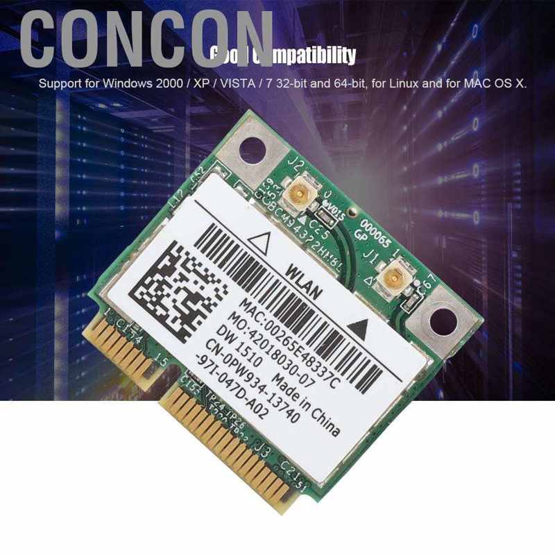 Card Mạng Không Dây Bcm94322Hm8L Dw1510 Dual Band 300mbps Cho Dell E4200 E5500