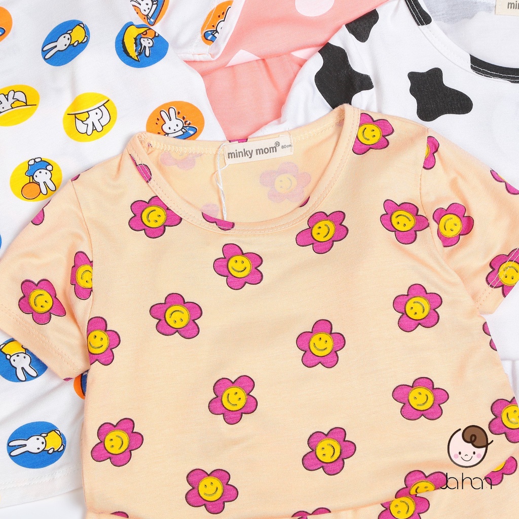 Bộ cộc họa tiết thỏ bò sữa minky mom cho bé trai gái chất liệu thun lạnh cao cấp ATKID Việt Nam