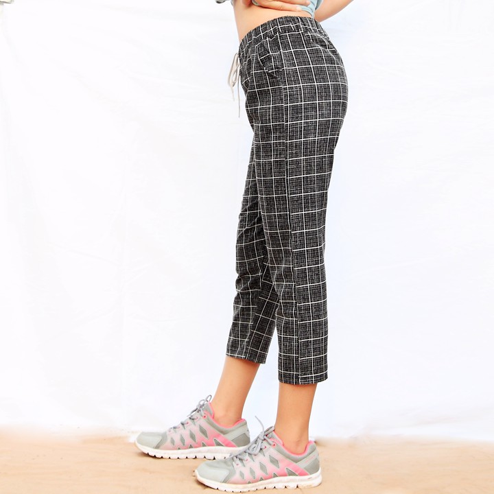 quần lửng baggy jogger caro hàn quốc