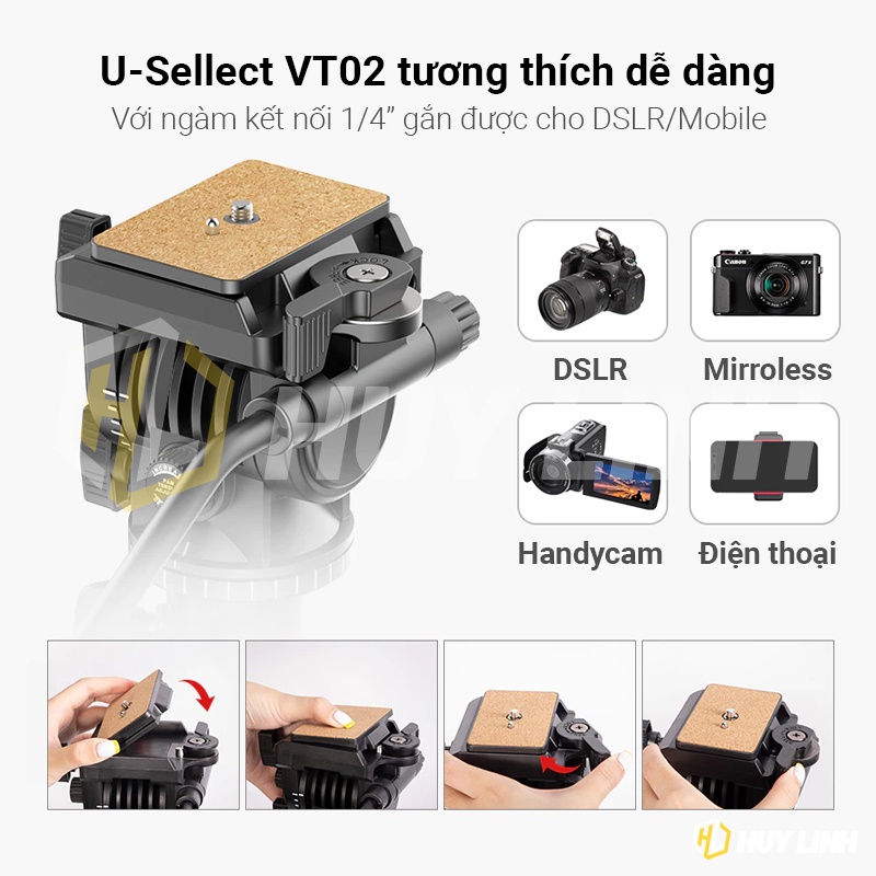 Chân Tripod đa năng Ulanzi U-SELECT VT02 Cho Điện Thoại/Máy ảnh Mirroless, DSLR