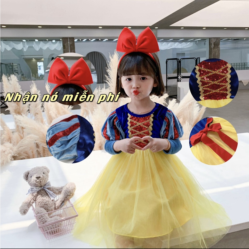 Váy bé gái Đầm dài tay kiểu công chúa bạch tuyết cho bé gái váy cho bé gái