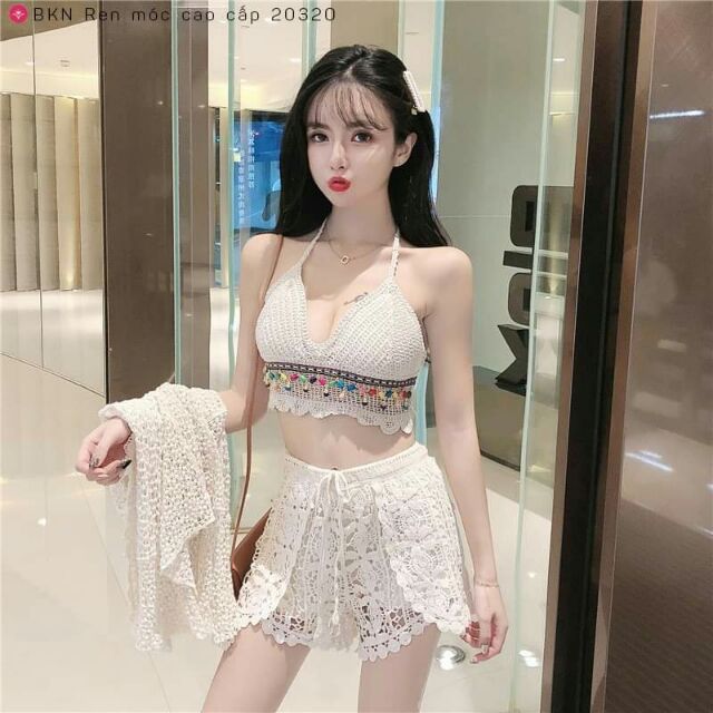 Bikini ren móc cao cấp HOT HIT kèm choàng CỰC XINH mã 8729