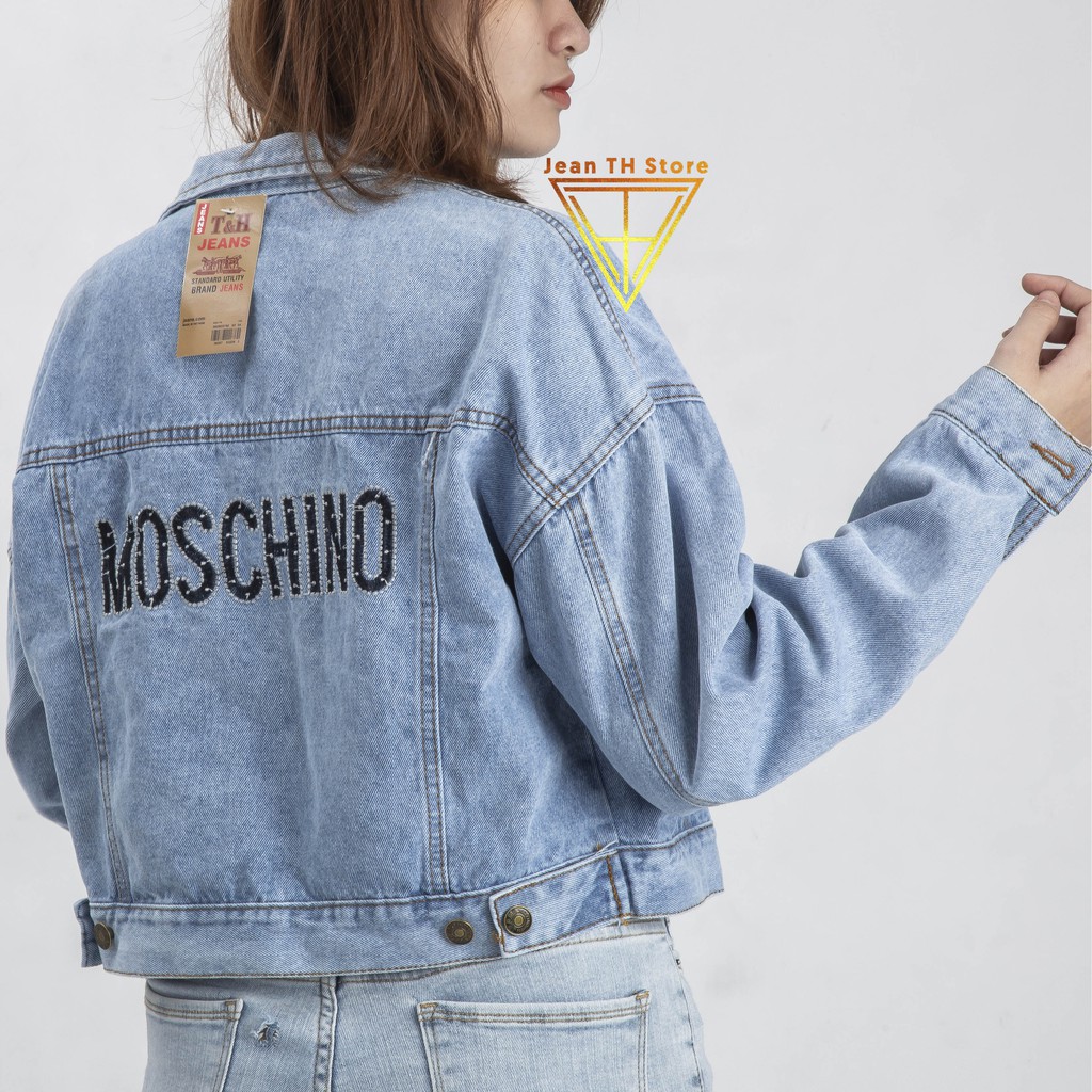 Áo khoác jean nữ Moschino cao cấp, áo khoác bò cá tính cho nữ AKG26 blue_shop8