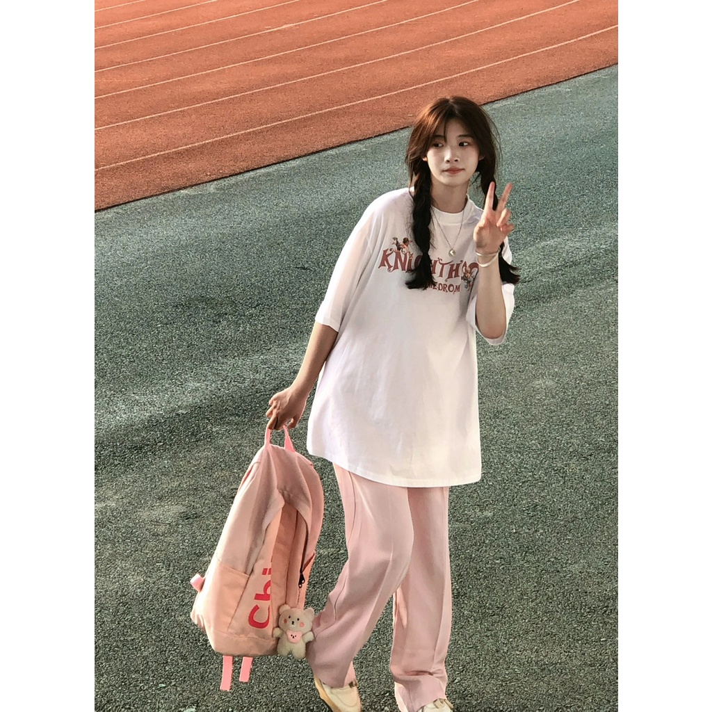 Áo thun XIAOZHAINV dáng rộng ngắn tay in họa tiết hoa và bướm phong cách retro cho nữ