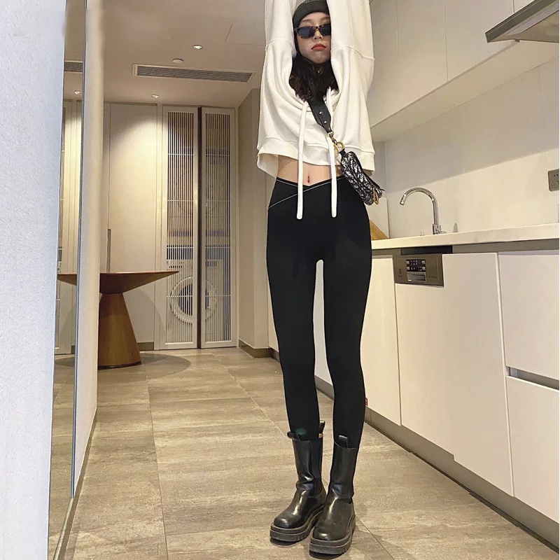 Quần legging nữ cạp cao,dáng dài, cạp chéo ,viền sọc kẻ trắng,gen bụng,nâng mông, tôn dáng gợi cảm | BigBuy360 - bigbuy360.vn