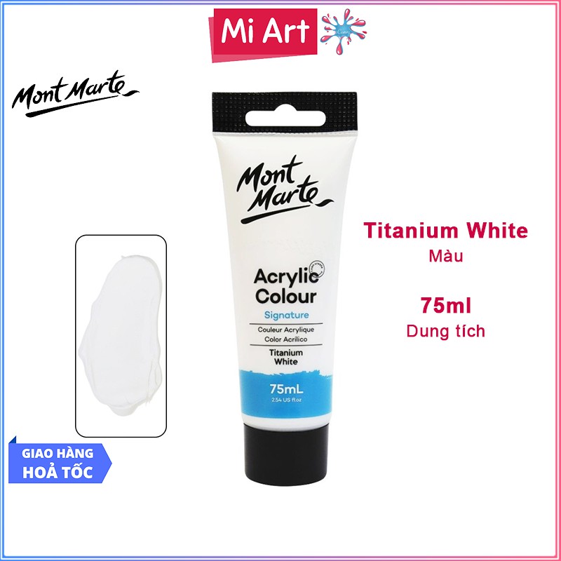 Màu Acrylic Mont Marte 75ml - Titanium White - Acrylic Colour Paint Signature 75ml (2.54oz) - MSCH7501