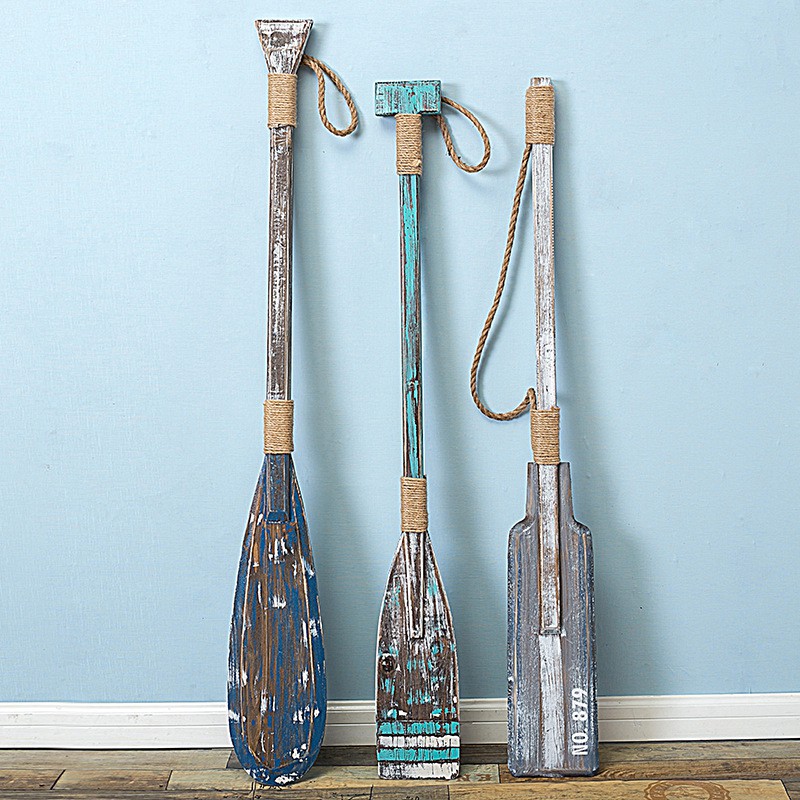 Mái chèo trang trí kiểu gỗ cũ cổ điển - Decor đồ trang trí theo phong cách biển Địa Trung Hải