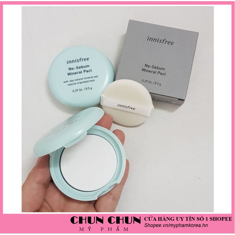 [Hàng Auth Hàn Quốc] Phấn Phủ Nén Kiềm Dầu Innisfree No Sebum Mineral Pact Hàn Quốc 8.5g [Cam Kết Chính Hãng Hàn Quốc]