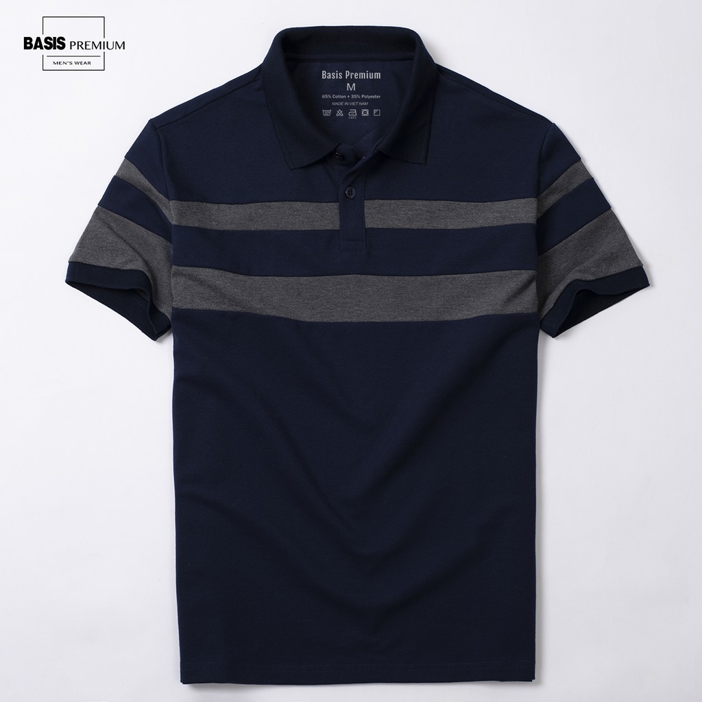 Áo polo nam có cổ thiết kế phối sọc ngực Basis APL95 | BigBuy360 - bigbuy360.vn