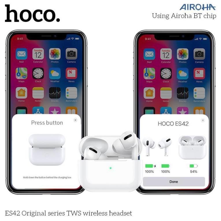 [Mã ELMS4 giảm 7% đơn 500K] Tai nghe Bluetooth Hoco ES42 (sạc ko dây,pop-up,định vị) (Chính hãng, BH 1 năm)