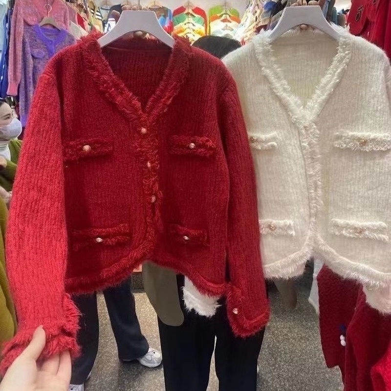 Áo Khoác Cardigan Cổ Chữ V Thời Trang Mùa Xuân Pháp Cho Nữ
