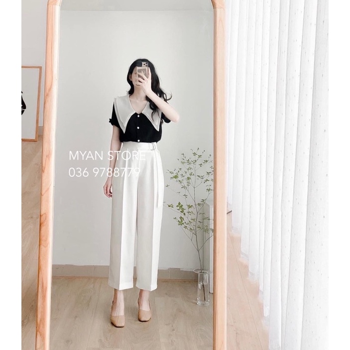 QUẦN SUÔNG ỐNG ĐỨNG 3 MÀU ĐEN BE TRẮNG CHO NỮ