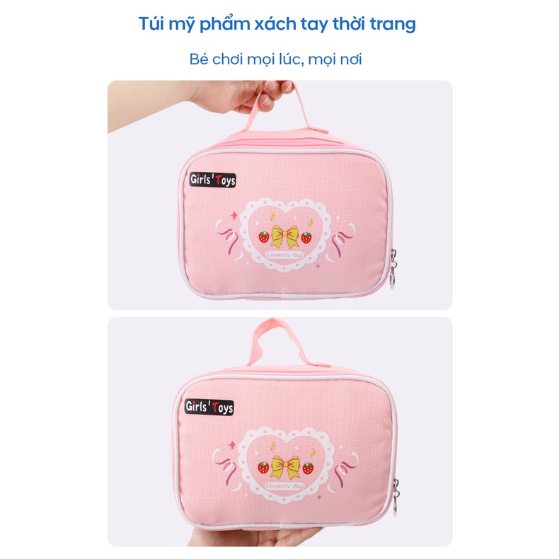 Bộ Đồ chơi trang điểm bằng gỗ màu hồng cao cấp cho bé yêu
