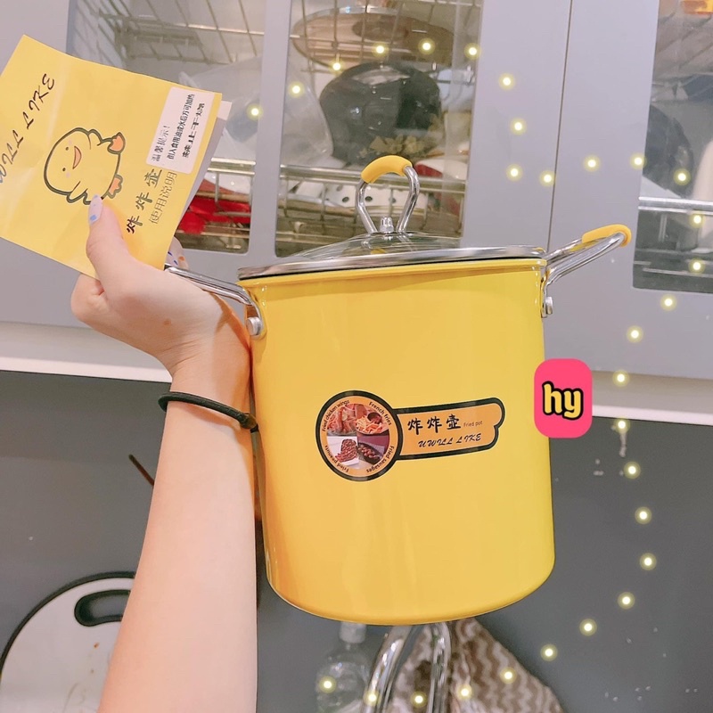 Nồi chiên ngập dầu chống dính, nồi chiên chính hãng, có nắp đậy ngăn dầu bắn ra ngoài