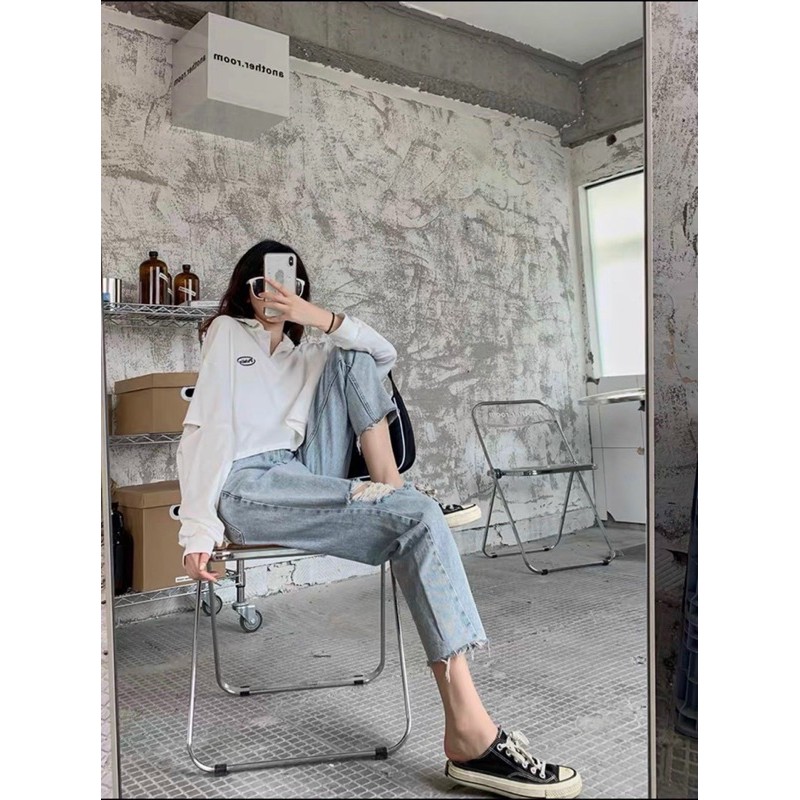 Quần baggy jean lưng cao basic | BigBuy360 - bigbuy360.vn