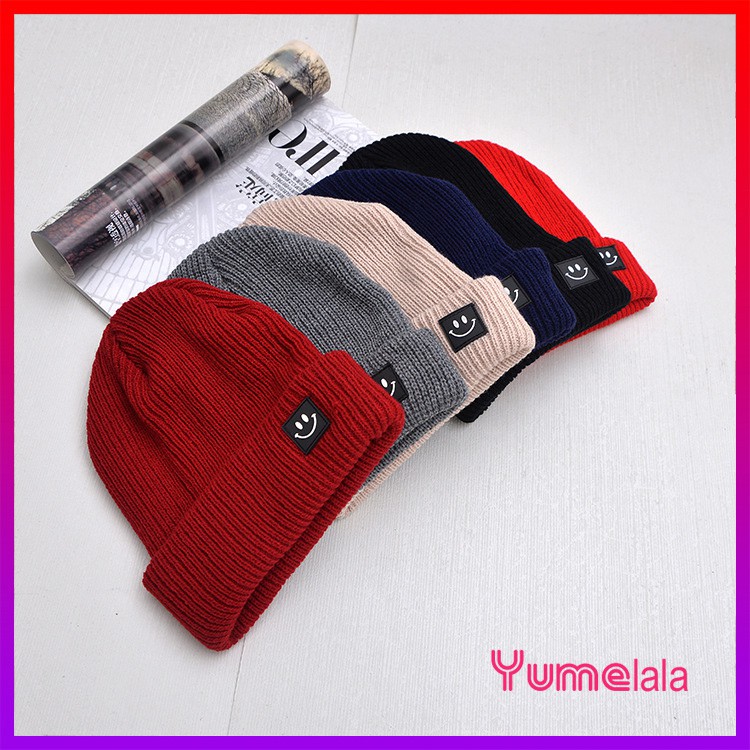 Nón len chóp Xì mai Mặt Cười - Mũ Beanie len Smile