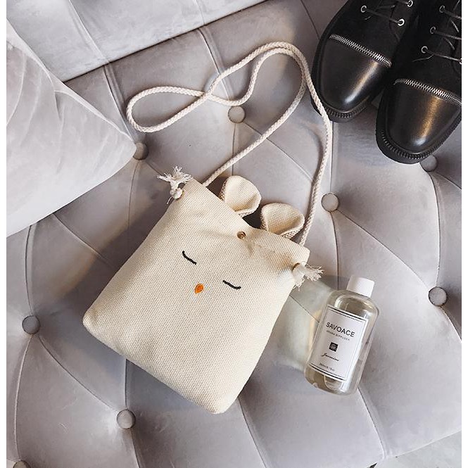 Túi tote vải đeo chéo canvas bag giá rẻ đẹp đi học LUKAMO TX03