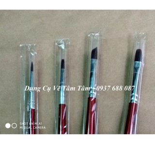 [Giá Tốt] Bộ cọ vẽ EVAL (4 cây thân đỏ 4 đầu cọ khác nhau)