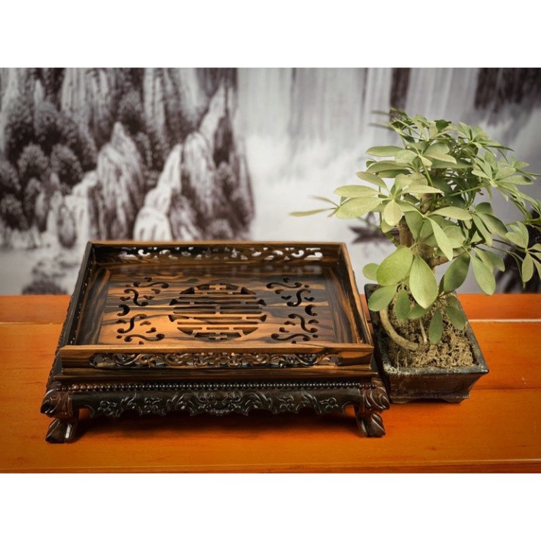 [ HÀNG LOẠI 1 ] Khay trà gỗ mun chạm rồng chầu - khay trà gỗ đẳng cấp, sang trọng - BẢO HÀNH 1 ĐỔI 1 - UY TÍN CHẤT LƯỢNG