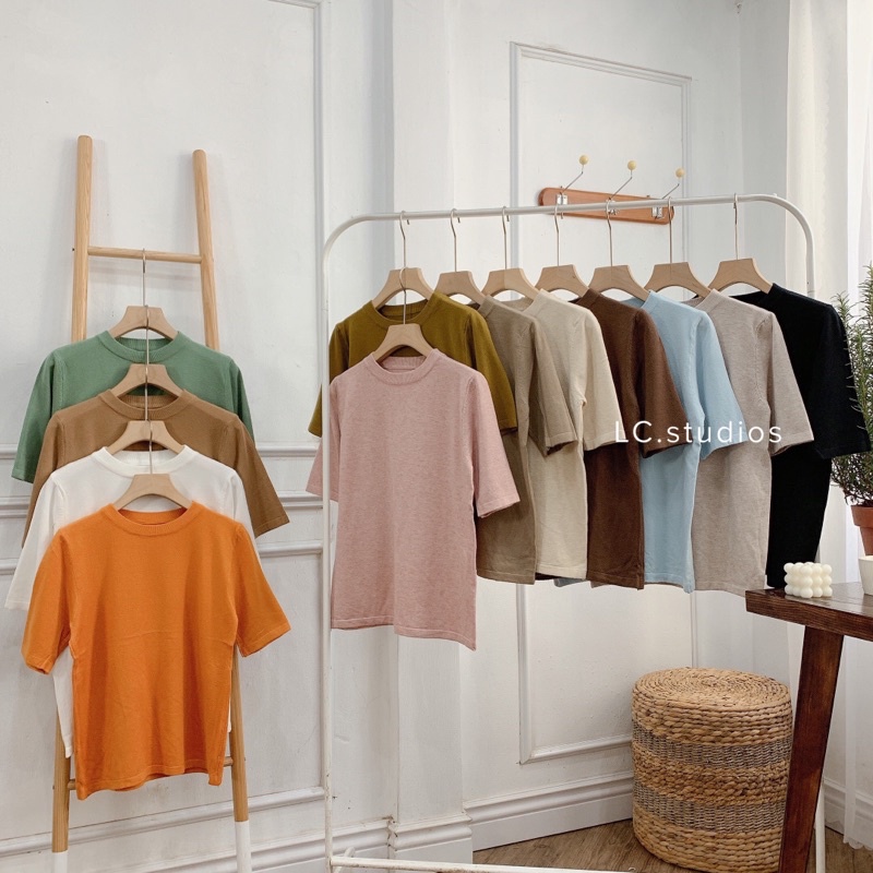 Áo len mịn cộc tay cổ tròn | BigBuy360 - bigbuy360.vn