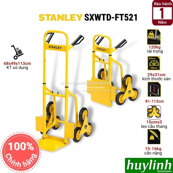 Xe kéo đẩy hàng leo cầu thang Stanley SXWTD-FT521 - Tải trọng 120kg