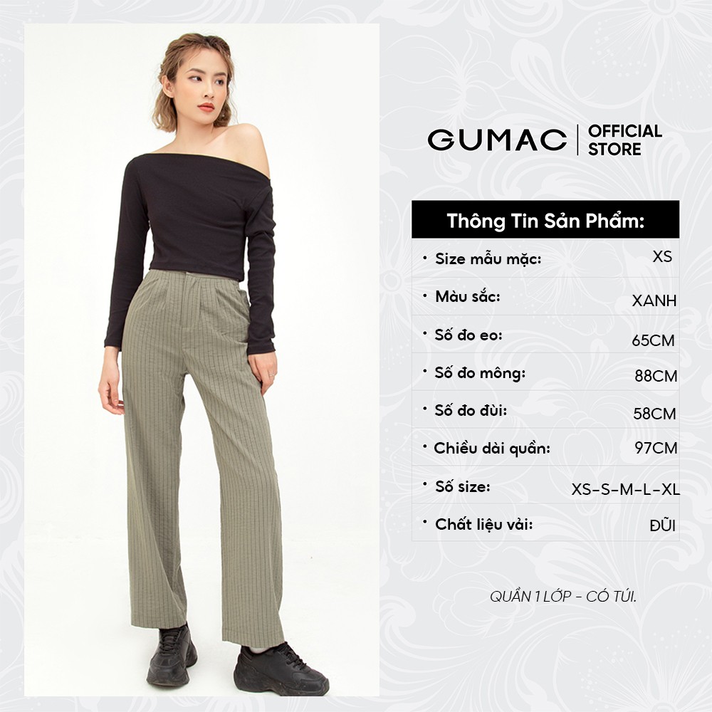 [Mã WABRGU72 giảm 10% tối đa 50k đơn 250k] Quần tây nữ ống rộng xếp ly GUMAC kẻ sọc nhiều màu QB588 | BigBuy360 - bigbuy360.vn