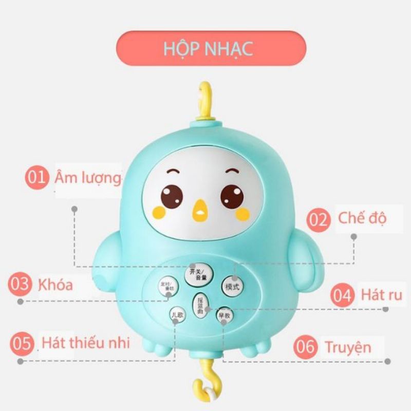 Đồ Chơi Treo Cũi Cho Bé Treo Nôi Phát Nhạc Có Điều Khiển Từ Xa Tự Xoay Cao Cấp TN36