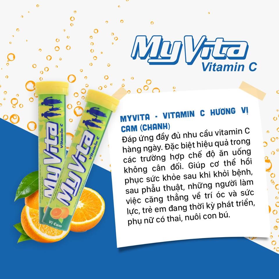 MYVITA VITAMIN C – Giúp tăng sức đề kháng cơ thể, bổ sung vitamin C hằng ngày
