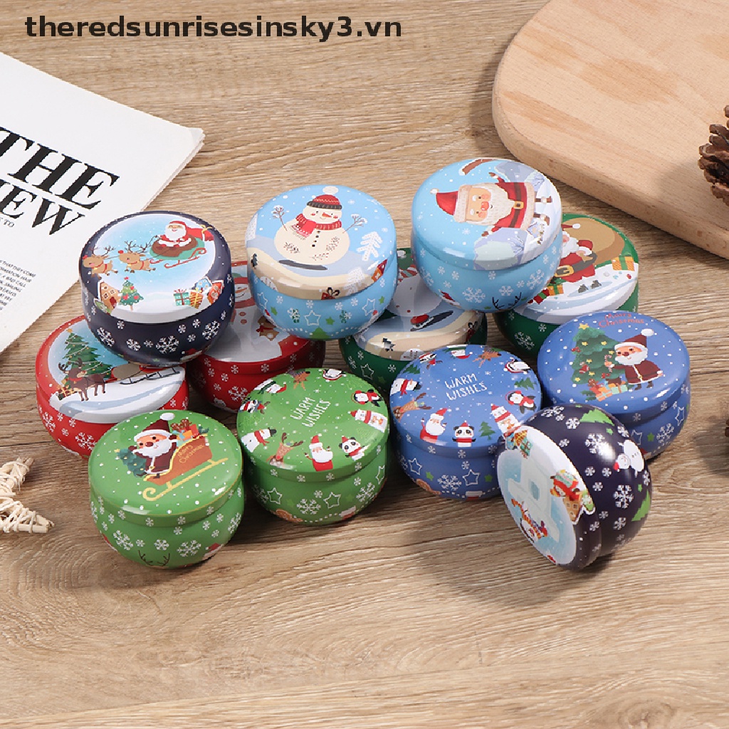 Hộp kim loại đựng kẹo/ làm nến phong cách Giáng sinh